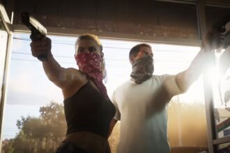 Casal Lucia e Jason (provável nome) em um assalto em GTA 6